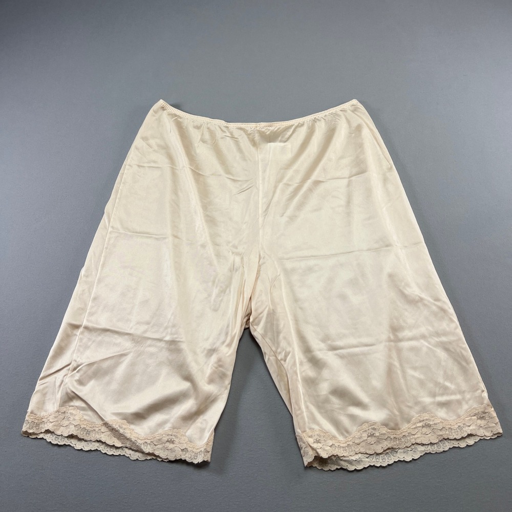 Vintage Sears The Doesnt Culotte Slip Womens Large Beige Nylon Lace Trim Pull On